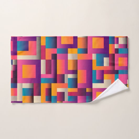 Kleurrijke Abstracte vierkantjes en vormen Bad Handdoek (Handdoek)