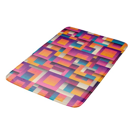 Kleurrijke Abstracte vierkantjes en vormen Badmat (Gekanteld)