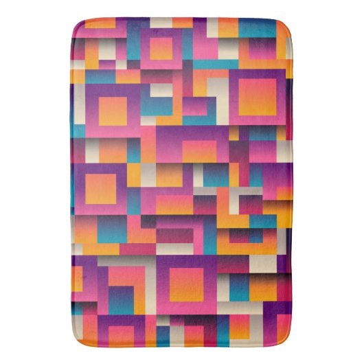 Kleurrijke Abstracte vierkantjes en vormen Badmat (Voorkant Verticaal)