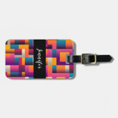 Kleurrijke Abstracte vierkantjes en vormen Bagagelabel (Voorkant horizontaal)