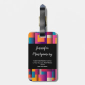 Kleurrijke Abstracte vierkantjes en vormen Bagagelabel (Achterkant verticaal)