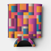 Kleurrijke Abstracte vierkantjes en vormen Blikjeskoeler (Voorkant)