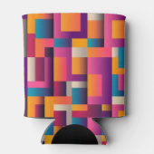 Kleurrijke Abstracte vierkantjes en vormen Blikjeskoeler (Achterkant)