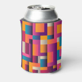 Kleurrijke Abstracte vierkantjes en vormen Blikjeskoeler (Blikje Achterkant)