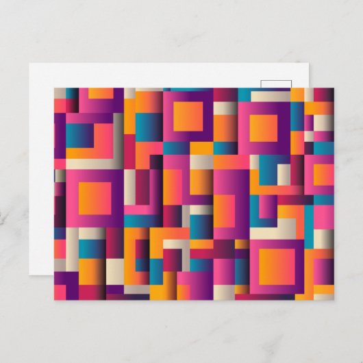 Kleurrijke Abstracte vierkantjes en vormen Briefkaart (Voorkant / Achterkant)