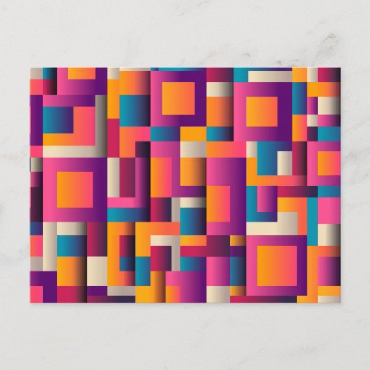 Kleurrijke Abstracte vierkantjes en vormen Briefkaart (Voorkant)