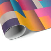 Kleurrijke Abstracte vierkantjes en vormen Cadeaupapier (Rol Hoek)