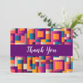 Kleurrijke Abstracte vierkantjes en vormen Dank u Bedankkaart (Staand voorkant)