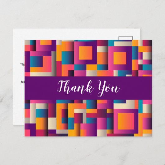 Kleurrijke Abstracte vierkantjes en vormen Dank u Briefkaart (Voorkant / Achterkant)