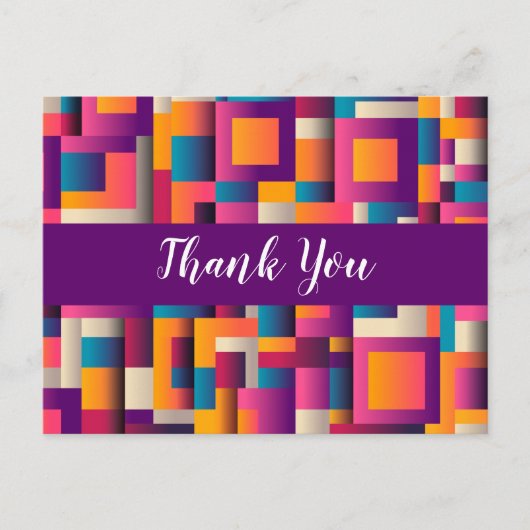 Kleurrijke Abstracte vierkantjes en vormen Dank u Briefkaart (Voorkant)