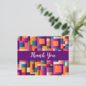 Kleurrijke Abstracte vierkantjes en vormen Dank u Briefkaart (Staand voorkant)