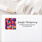 Kleurrijke Abstracte vierkantjes en vormen Etiket (Insitu)