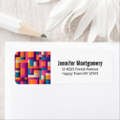 Kleurrijke Abstracte vierkantjes en vormen Etiket (Insitu)