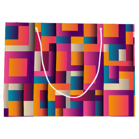 Kleurrijke Abstracte vierkantjes en vormen Groot Cadeauzakje (Achterkant)