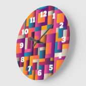 Kleurrijke Abstracte vierkantjes en vormen Grote Klok (Hoek)