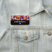 Kleurrijke Abstracte vierkantjes en vormen Naamplaatje (In situ)