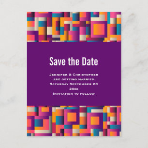 Kleurrijke Abstracte vierkantjes en vormen Opslaan Uitnodiging Briefkaart