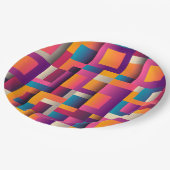 Kleurrijke Abstracte vierkantjes en vormen Papieren Bordje (Gekanteld)