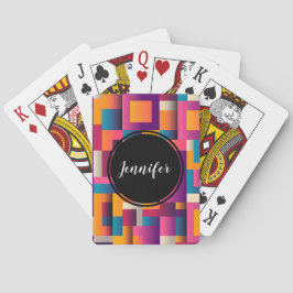 Kleurrijke Abstracte vierkantjes en vormen Pokerkaarten