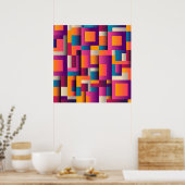 Kleurrijke Abstracte vierkantjes en vormen Poster (Keuken)