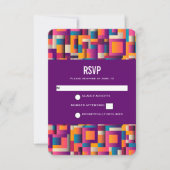 Kleurrijke Abstracte vierkantjes en vormen RSVP Kaartje (Voorkant)