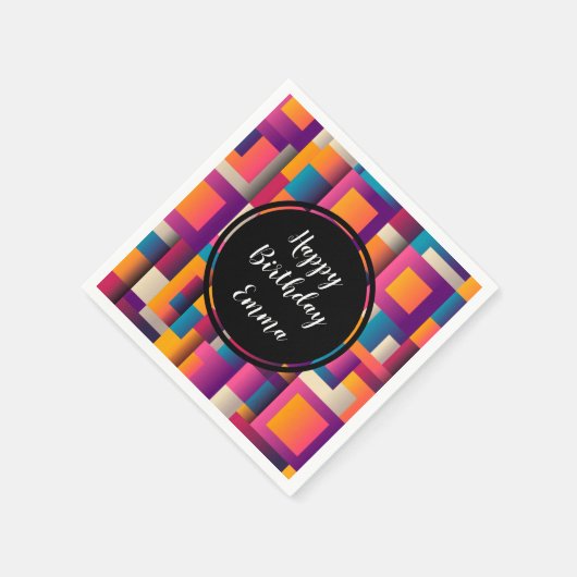 Kleurrijke Abstracte vierkantjes en vormen Servet (Hoek)