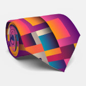 Kleurrijke Abstracte vierkantjes en vormen Stropdas (Opgerold)