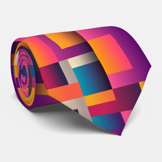 Kleurrijke Abstracte vierkantjes en vormen Stropdas (Opgerold)