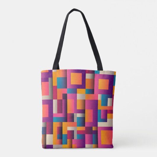 Kleurrijke Abstracte vierkantjes en vormen Tote Bag (Achterkant)