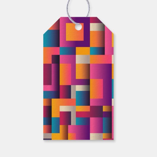 Kleurrijke Abstracte vierkantjes en vormen van zat Cadeaulabel (Achterkant)