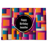 Kleurrijke Abstracte vierkantjes en vormen van zat Groot Cadeauzakje (Voorkant)