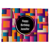 Kleurrijke Abstracte vierkantjes en vormen van zat Groot Cadeauzakje (Achterkant)