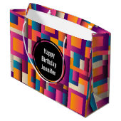 Kleurrijke Abstracte vierkantjes en vormen van zat Groot Cadeauzakje (Achterkant Gekanteld)