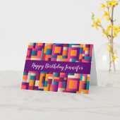 Kleurrijke Abstracte vierkantjes en vormen van zat Kaart (Gele Bloem)