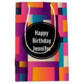 Kleurrijke Abstracte vierkantjes en vormen van zat Medium Cadeauzakje (Voorkant)