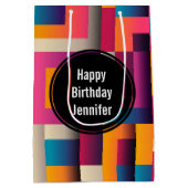 Kleurrijke Abstracte vierkantjes en vormen van zat Medium Cadeauzakje (Achterkant)