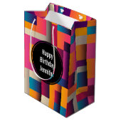 Kleurrijke Abstracte vierkantjes en vormen van zat Medium Cadeauzakje (Achterkant Gekanteld)