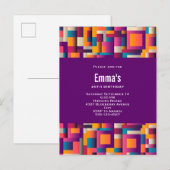 Kleurrijke Abstracte vierkantjes en vormen van zat Uitnodiging Briefkaart (Voorkant / Achterkant)