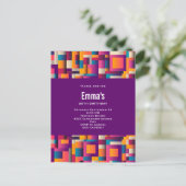 Kleurrijke Abstracte vierkantjes en vormen van zat Uitnodiging Briefkaart (Staand voorkant)