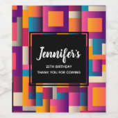 Kleurrijke Abstracte vierkantjes en vormen van zat Wijn Etiket (Enkel label)