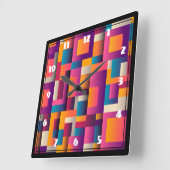 Kleurrijke Abstracte vierkantjes en vormen Vierkante Klok (Hoek)