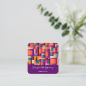 Kleurrijke Abstracte vierkantjes en vormen Vierkante Visitekaartje (Staand voorkant)