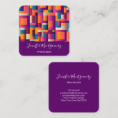 Kleurrijke Abstracte vierkantjes en vormen Vierkante Visitekaartje (Voorkant / Achterkant)