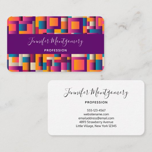 Kleurrijke Abstracte vierkantjes en vormen Visitekaartje (Voorkant / Achterkant)