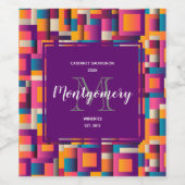 Kleurrijke Abstracte vierkantjes en vormen wijnber Wijn Etiket (Enkel label)