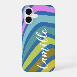 Kleurrijke Abstracte vierkantjes gepersonaliseerd iPhone 16 Hoesje