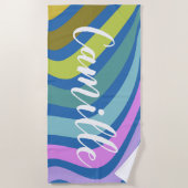 Kleurrijke Abstracte vierkantjes gepersonaliseerd Strandlaken (Voorkant)