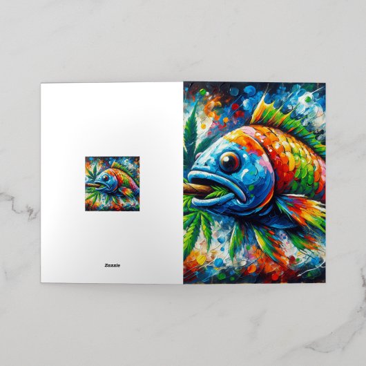 Kleurrijke Abstracte vis Folie Wenskaart (Buiten Laag)