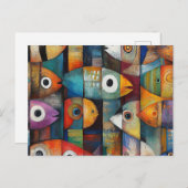 Kleurrijke Abstracte vis kunst Briefkaart (Voorkant / Achterkant)