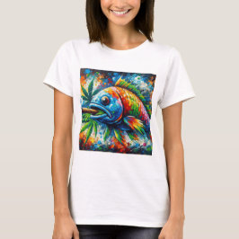 Kleurrijke Abstracte vis kunst T-shirt